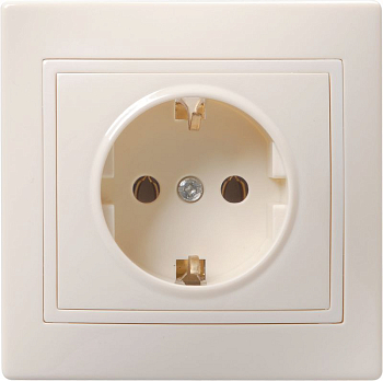 Розетка 1-м СП Кварта РС10-3-Км 16А IP20 с заземл. без защ. шторок керамика крем. GENERICA ERK11-K33-16-K