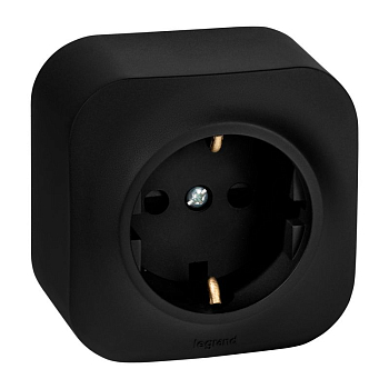 Розетка 1-м ОП Quteo 16А IP20 250В 2P+E с заземл. защ. шторки черн. матов. IEK 782476