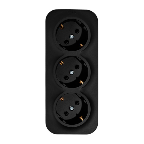 Розетка 3-м ОП Quteo 16А IP20 250В 3х2P+E с заземл. защ. шторки черн. матов. IEK 782473