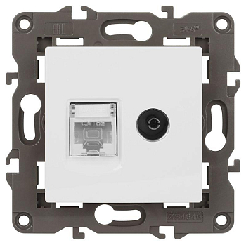 Розетка компьютерная + телевизионная 2-м Elegance 14-3110-01 RJ45 + TV IP20 механизм бел. Эра Б0034314