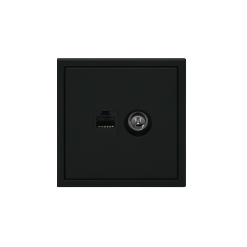 Розетка компьютерная + телевизионная 2-м СП ArtGallery RJ45 кат.5E + TV механизм карбон SE GAL001089