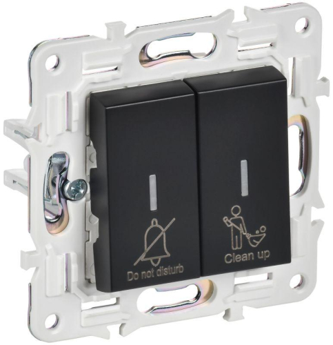 Выключатель 2-кл. SKANDY 10А SK-V16Bl для отелей с индикацией черн. IEK SK-V20-2-10-K02