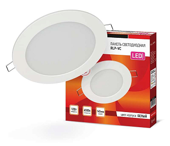 Светильник светодиодный RLP-VC 12Вт 6500К IP40 960лм 230В 145мм круглый встраив. панель бел. IN HOME 4690612024530