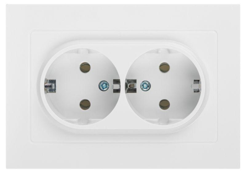 Розетка 2-м СП Accent 6-205-01 16А IP20 250В 2P+E Schuko AL/CU бел. Intro Б0063485