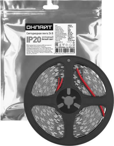 Лента светодиодная 90 654 OLS-2835CW60-4.8-IP20-24V (уп.5м) ОНЛАЙТ 90654