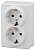 Розетка 2-м ОП Эра Эксперт 11-2205-01 16А IP20 16AX 250В 2х2P+E Schuko бел. Эра Б0020691