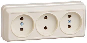 Розетка 3-м ОП Октава 10А IP20 без заземл. крем. GENERICA ERO30-K33-10-DC