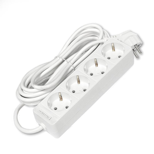 Удлинитель 4х5м с заземл. 16А IP20 3.5кВт ПВС 3х1 бел. DOMTOK 2397