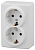 Розетка 2-м ОП Эра Эксперт 11-2206-01 16А IP20 16AX 250В 2х2P+E Schuko защ. шторки бел. Эра Б0020694