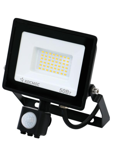 Прожектор светодиодный 50Вт 6500К IP65 4000лм с датчиком Super-Slim КОСМОС K_PR5_LED_50S