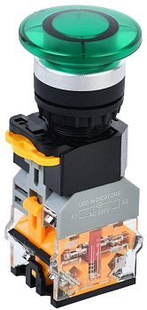 Кнопка "Грибок" D8-11MD d22мм 1НО+1НЗ с подсветкой зел. KARAT IEK BBG30-11MD-3-12-K06