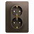 Розетка 2-м Glossa 16А с заземл. защ. шторки в сборе шоколад SE GSL000826