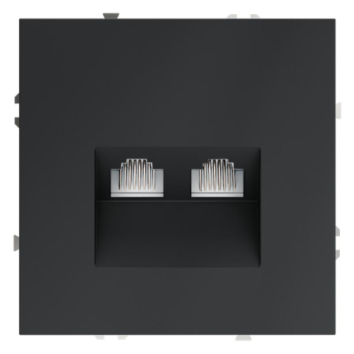 Розетка компьютерная 2-м СП S70 RJ45 + RJ45 кат.6 механизм графит Voltum VLS060207