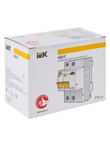 Выключатель автоматический дифференциального тока 2п C 50А 30мА тип AC 4.5кА АД-12 KARAT IEK MAD10-2-050-C-030