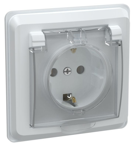 Розетка 1-м СП Вега РСбш10-3-ВБ 16А IP44 с заземл. защ. шторки с крышкой бел. GENERICA ERV16-K01-16-DM