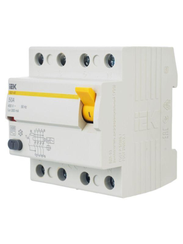 Выключатель дифференциального тока (УЗО) 4п 50А 300мА тип AC ВД1-63 KARAT IEK MDV10-4-050-300