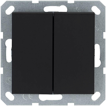 Кнопка 2-кл. 10А IP20 с переключающим контактом механизм черн. матов. soft touch Jasmart G3020PB