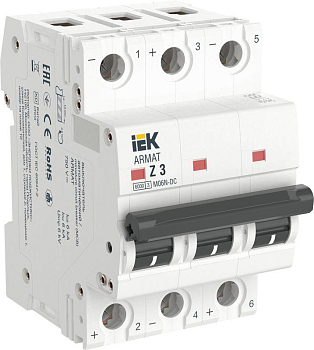 Выключатель автоматический модульный 3п Z 3А M06N-DC ARMAT IEK AR-M06N-3-Z003DC