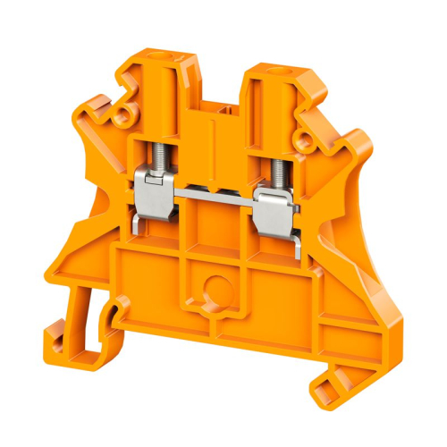 Клемма проходная винтовой зажим 2 точки подключения 4кв.мм оранж. DKC TUR-4R-OR