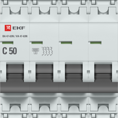 Выключатель автоматический модульный 4п C 50А 6кА ВА 47-63N PROxima EKF M636450C