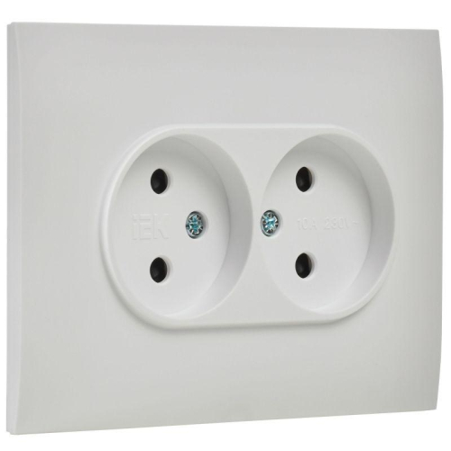 Розетка 2-м SKANDY 10А без заземл. защ. шторки в сборе SK-R09W арктич. бел. IEK SK-R23-10-K01-F