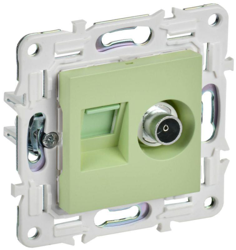 Розетка двойная TV+RJ45 кат.6E SKANDY SK-A15G мятный IEK SK-AK20-2-K06