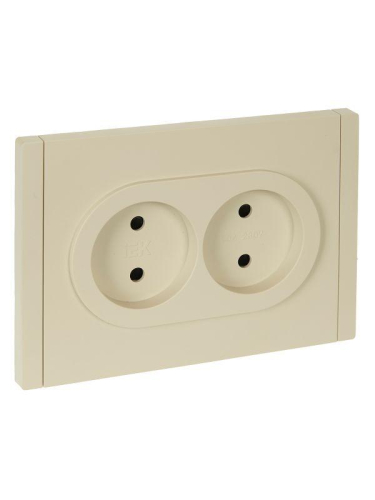 Розетка 2-м СП FORTE&PIANO FP425 10А без заземл. защ. шторки безвинт. крепл. ваниль IEK FP-R23-10-1-K10