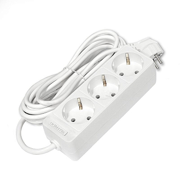 Удлинитель 3х5м с заземл. 10А IP20 2.2кВт ПВС 3х0.75 бел. DOMTOK 2376