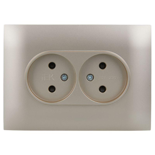Розетка 2-м SKANDY 10А без заземл. защ. шторки в сборе SK-R09Sh шампань IEK SK-R23-10-K37-F