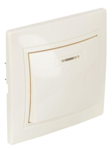 Выключатель 1-кл. СП Кварта 10А IP20 ВС10-1-1-ККм с индикацией крем. GENERICA EVK11-K33-10-DM