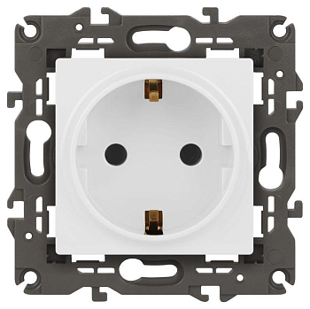 Розетка 1-м СП Эра Elegance 14-2101-01 16А IP20 16AX 250В 2P+E Schuko бел. Эра Б0034264