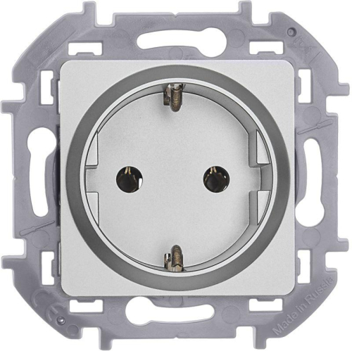 Розетка 1-м СП Inspiria 16А IP20 250В 2P+E немецк. стандарт механизм алюм. IEK 673722