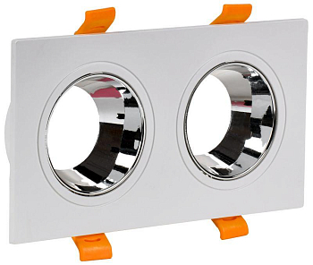 Светильник 4108 встраиваемый поворотный 2хGU10 бел./хром пласт. IEK LT-UVB0-4108-GU10-2-K23