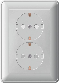 Розетка 2-м СП W59 16А IP20 с заземл. защ. шторки в сборе матов. хром SE RS16-255-58