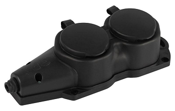 Колодка 2-м с заземл. 16A IP44 KX-2e-B-IP44 каучук. черн. Эра Б0068451