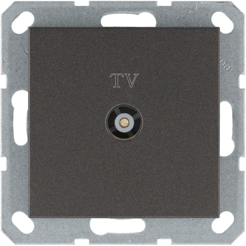 Розетка телевизионная проходная TV Ф9.5мм механизм мокко Jasmart G6002Z