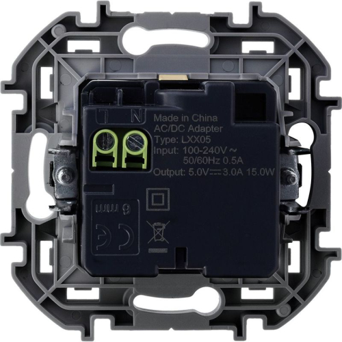 Устройство зарядное Inspiria с 2-мя USB разьемами A и C 240В/5В 3000мА сл. кость IEK 673761