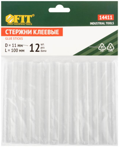 Стержень клеевой 11х100мм бесцвет. (уп.12шт) FIT 14411