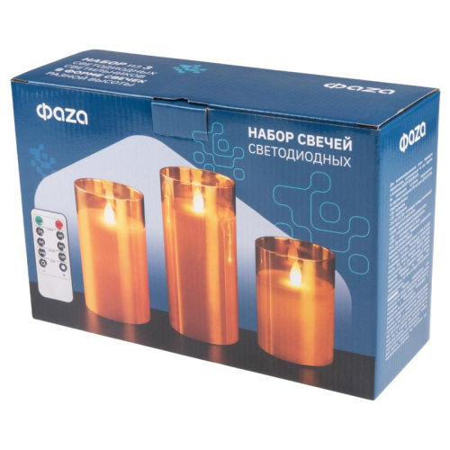 Свеча декоративная CL7-SET3-gd с пультом 3хAAA для каждой свечи (не в компл.) зол. (уп.3шт) ФАZА 5018822