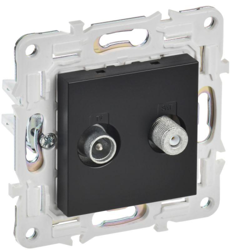 Розетка двойная TV+SAT SKANDY SK-A13Bl черн. IEK SK-AF20-O-K02