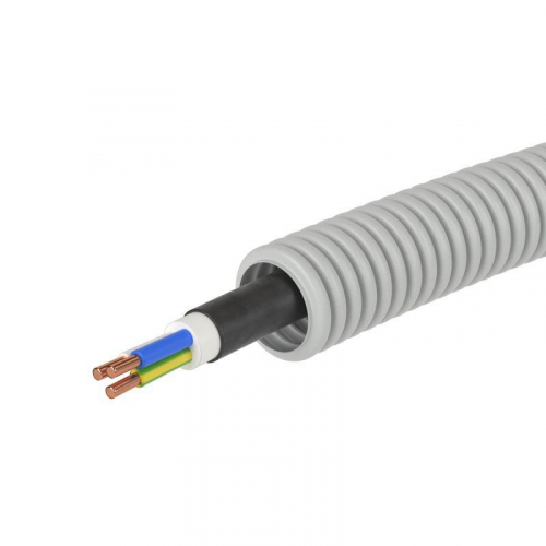 Труба гофрированная ПВХ гибкая d20мм с кабелем ВВГнг(А)-LS 3х2.5 РЭК ГОСТ+ сер. (уп.50м) DKC 9S92050