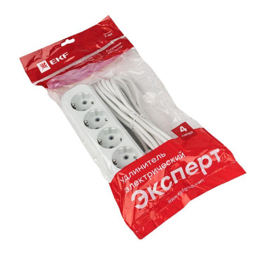 Удлинитель 4х5м с заземл. 16А IP20 Эксперт 3.0кВт ПВС 3х1 PROxima EKF UBA16-310-4-05