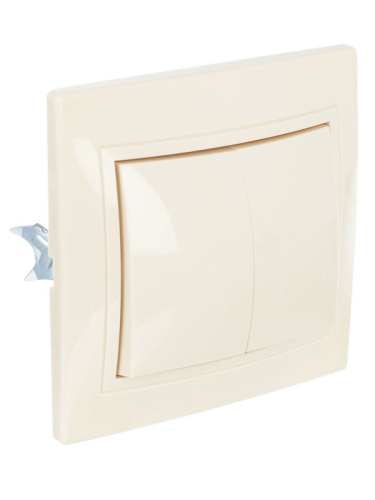 Выключатель 2-кл. 1п СП Кварта 10А IP20 ВС10-2-0-Км керамич. осн. крем. GENERICA EVK20-K33-10-K