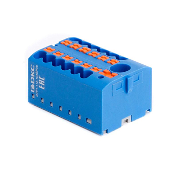 Блок распределительный зажим push-in 1 ввод 6кв.мм 12 точек подключения 25кв.мм син. DKC DTP1-112-104SPUB