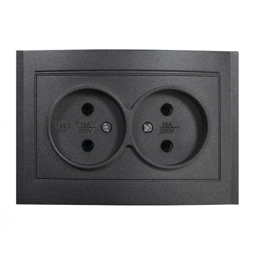 Розетка 2-м СП Бриллиант 16А IP20 без заземл. в сборе графит Universal 7947519-Gr