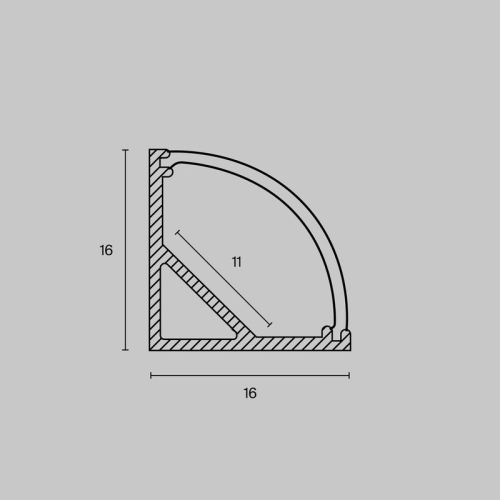 Профиль накладной 16х16 алюм. Maytoni ALM008S-2M
