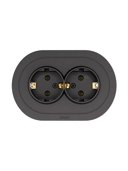 Розетка 2-м СП OSEN с заземл. ПБТ круглая механизм черн. бархат LEZARD 744-4200-127B