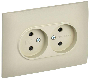 Розетка 2-м SKANDY 10А без заземл. защ. шторки в сборе SK-R09B беж. IEK SK-R23-10-K10-F