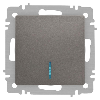 Выключатель 1-кл. СП Accent 6-102-09 10А IP20 250В с подсветкой AL/CU титан Intro Б0063460