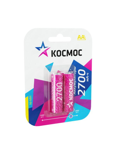 Аккумулятор AA/R6 2700мА.ч NI-MN BP-2 (блист.2шт) КОСМОС KOCR6NIMH2700MAH2BL